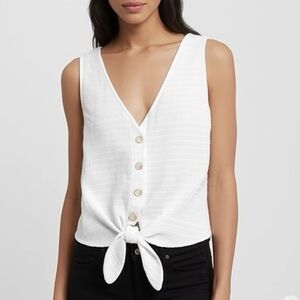 J. Crew Women’s Textured Tie Front Button Down Tank Top White XS